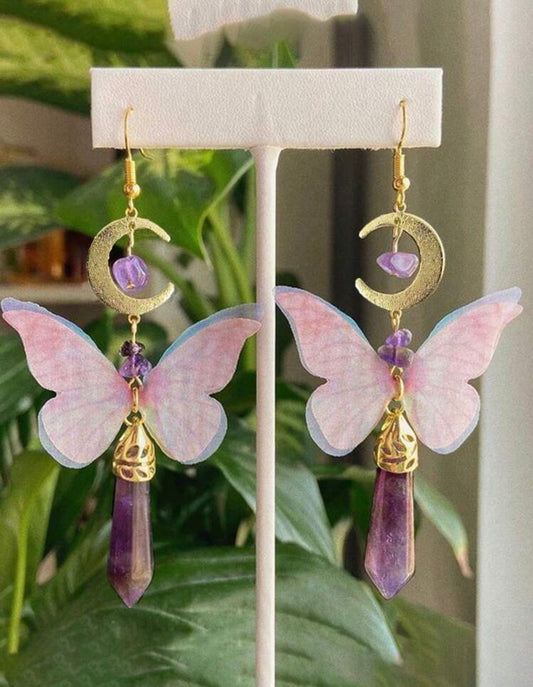 Amethyst Luna Moon Celestial Earrings