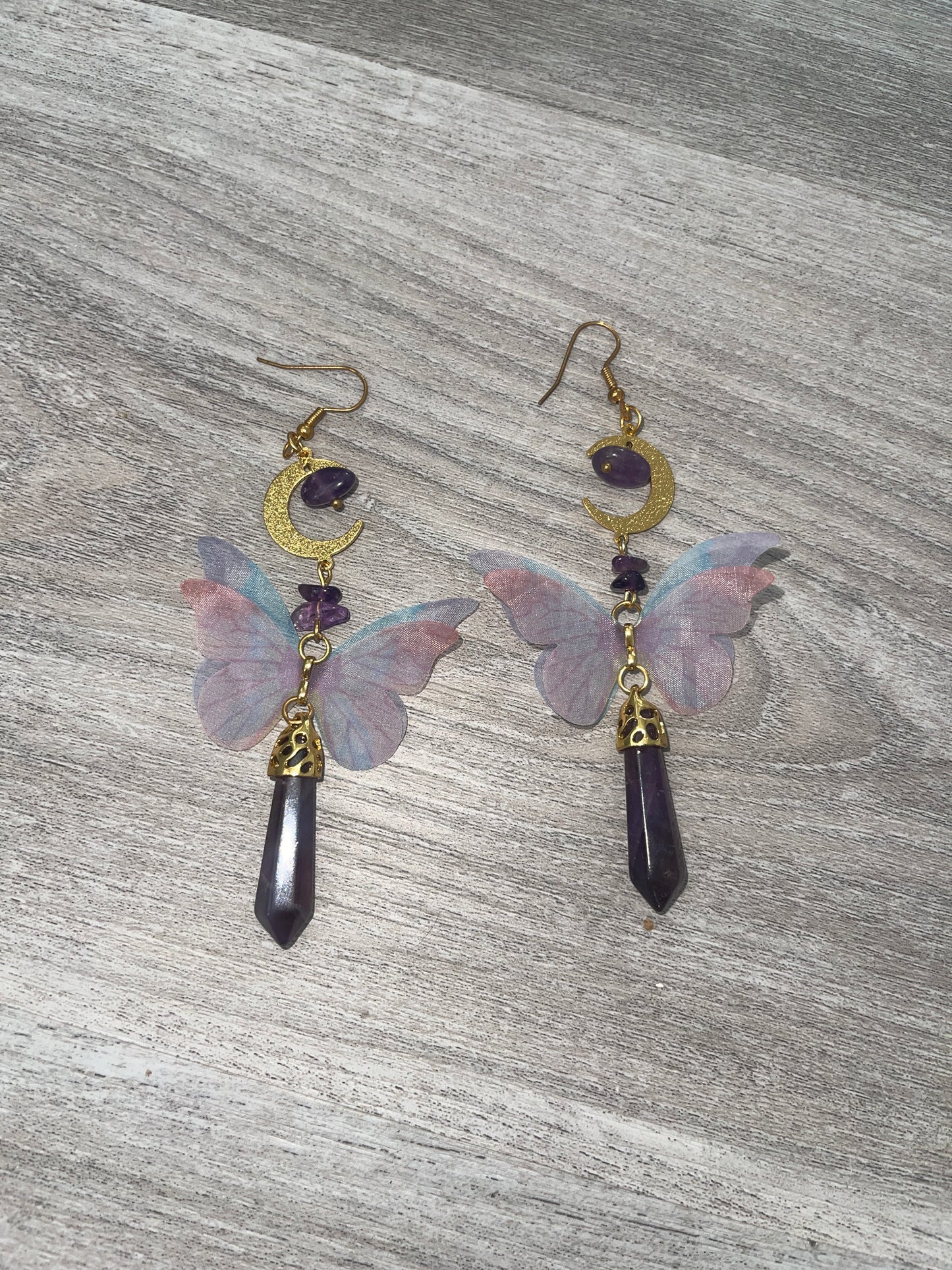 Amethyst Luna Moon Celestial Earrings