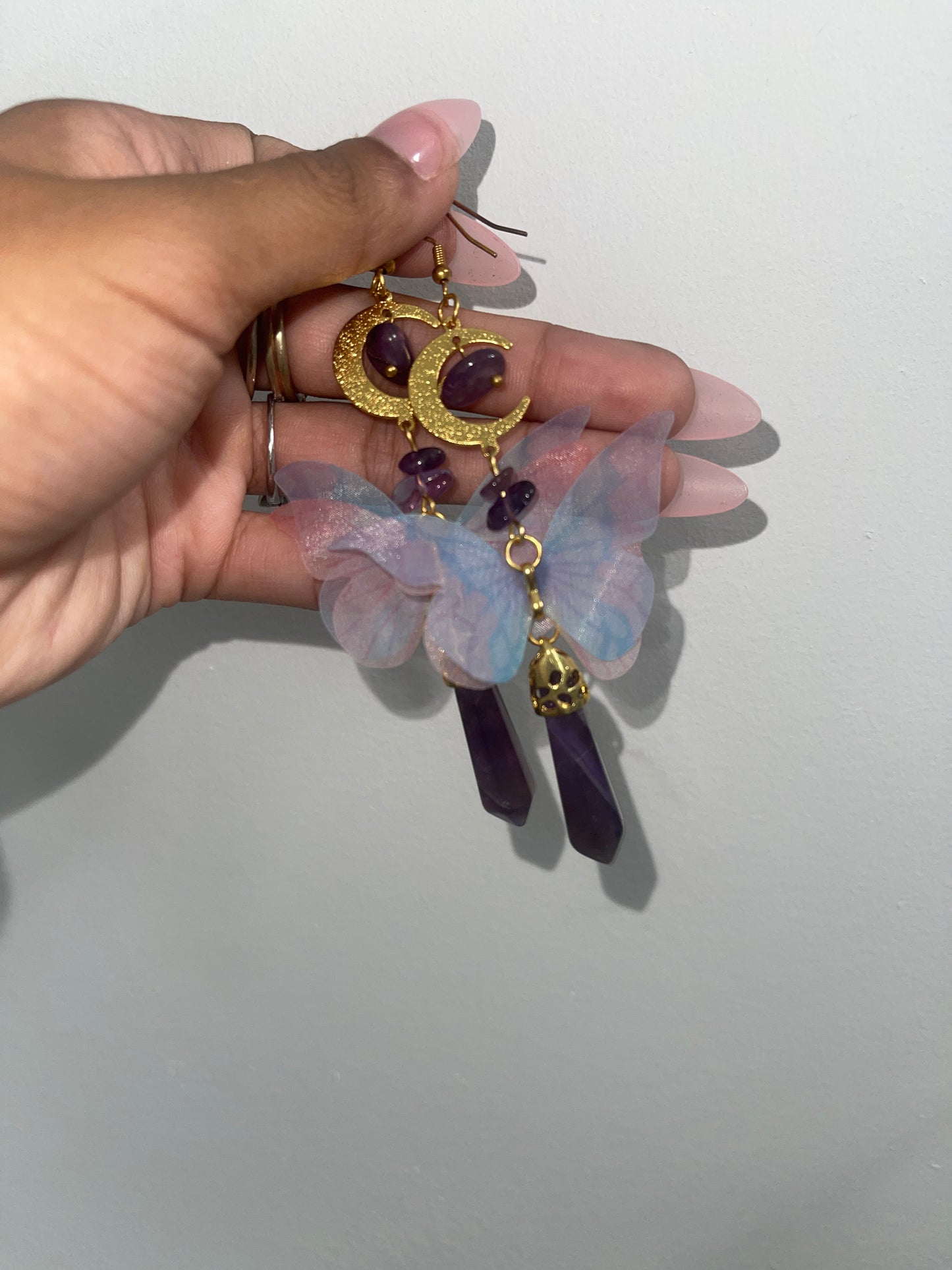 Amethyst Luna Moon Celestial Earrings